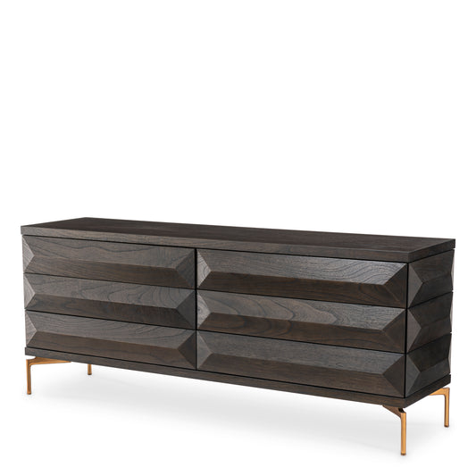 Eichholtz Kommode Denver mocha oak veneer brushed brass finish