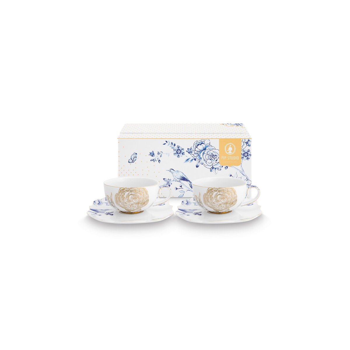 Set/2 Tea Cups & Saucers Royal White