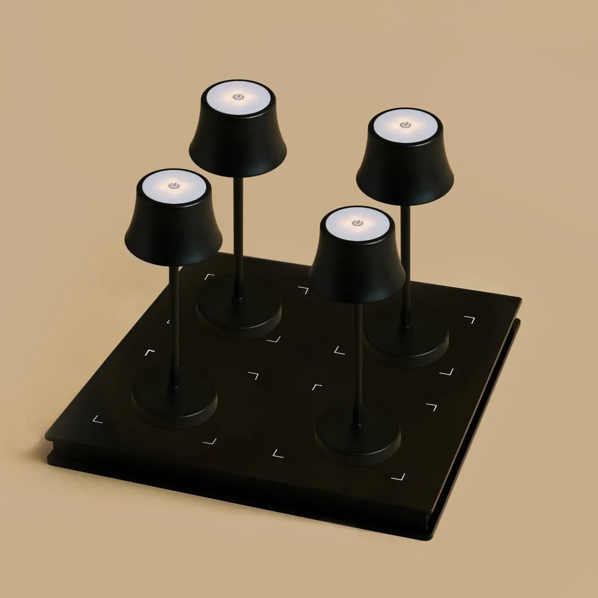 Kombi-Set Profi | 4 x wiederaufladbare Tischlampen mit Ladestation