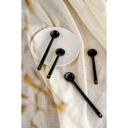 6er Löffelset Porzellan Matt Black groß