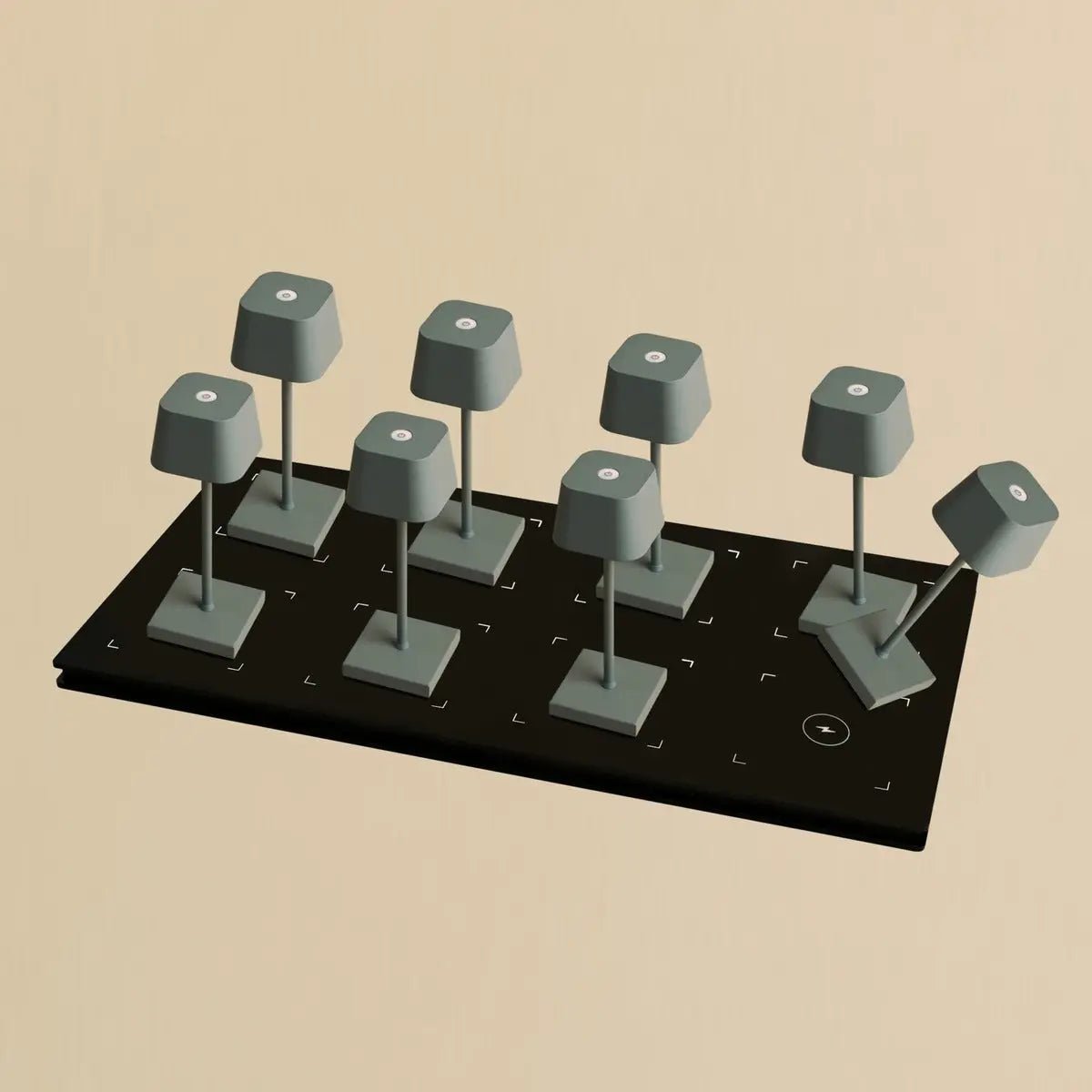 Kombi-Set Profi | 8 x Sarphati Mini Mouse Grey wiederaufladbare Tischlampe mit Ladestation