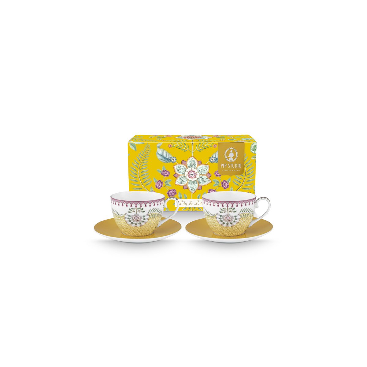 Pip Studio Teetassen und Untertassen Lily&Lotus Tiles Yellow