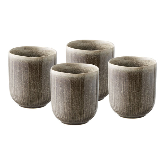 Handgefertigte Becher Viola, 4er-Set, grau