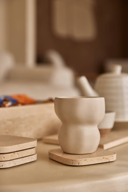 Travertin-Untersetzer 4er Set beige