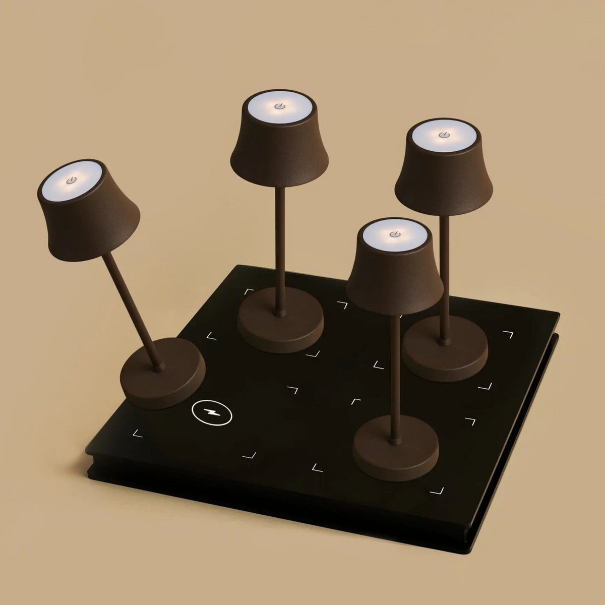 Kombi-Set Profi | 4 x wiederaufladbare Tischlampen mit Ladestation