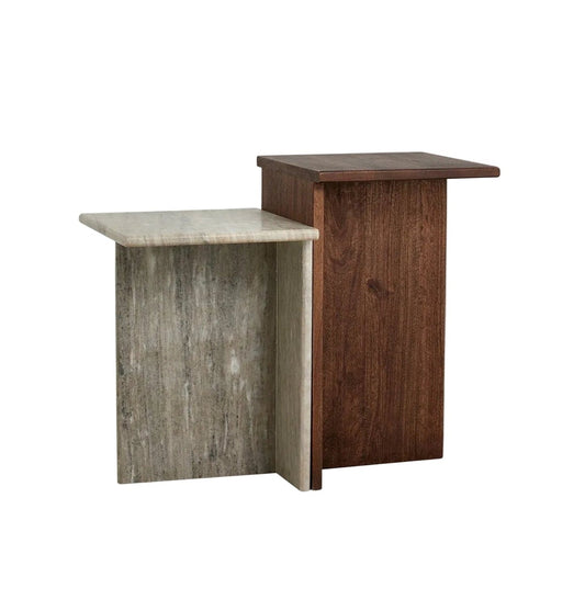 Nordal GLINA Beistelltisch Holz und Marmortisch
