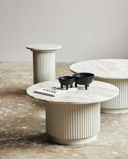 Nordal ERIE runder Coffeetable - ivory marmor Ø:75 cm