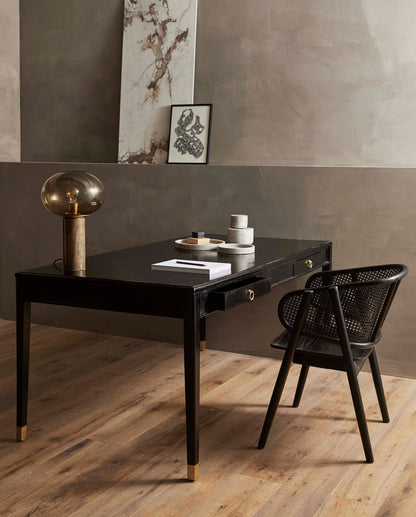 Nordal Schreibtisch mit 2 Schubladen 140cm, schwarz