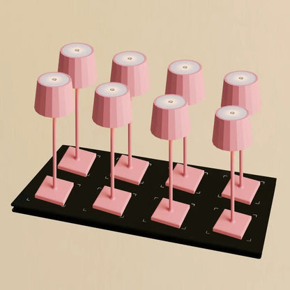 Kombi-Set Profi | 8 x Wouter Flamingo Pink wiederaufladbare Tischlampen mit Ladestation