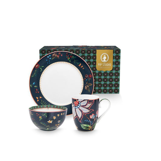 PIP Studio 3er Geschirrset Teller, Schüssel, Tasse Berry Blues