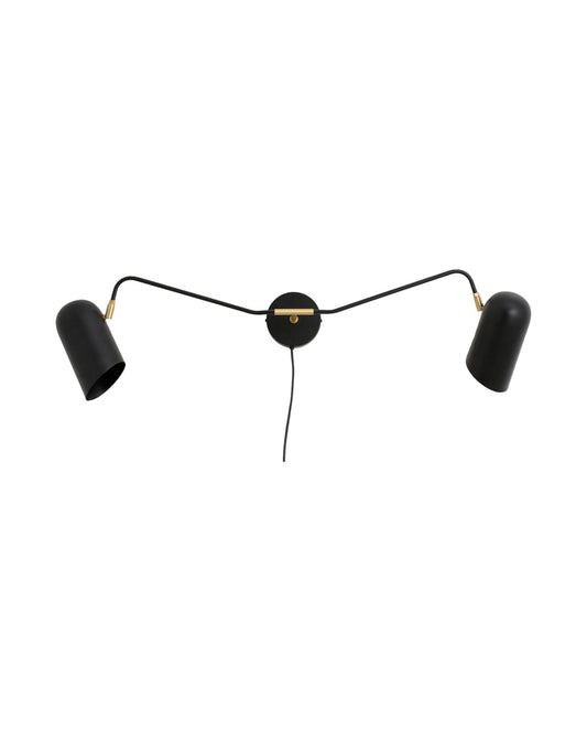 Nordal ERIS Wandlampe, 2 Spots - schwarz