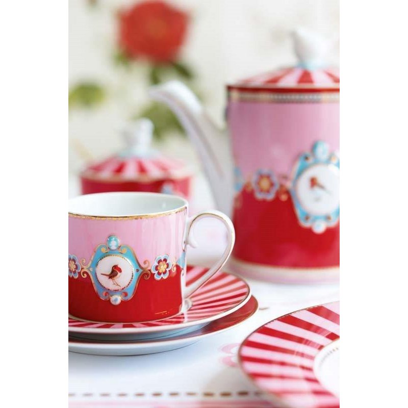 Pip Studio Teekanne Love Birds Medallion Red-Pink 1.3ltr