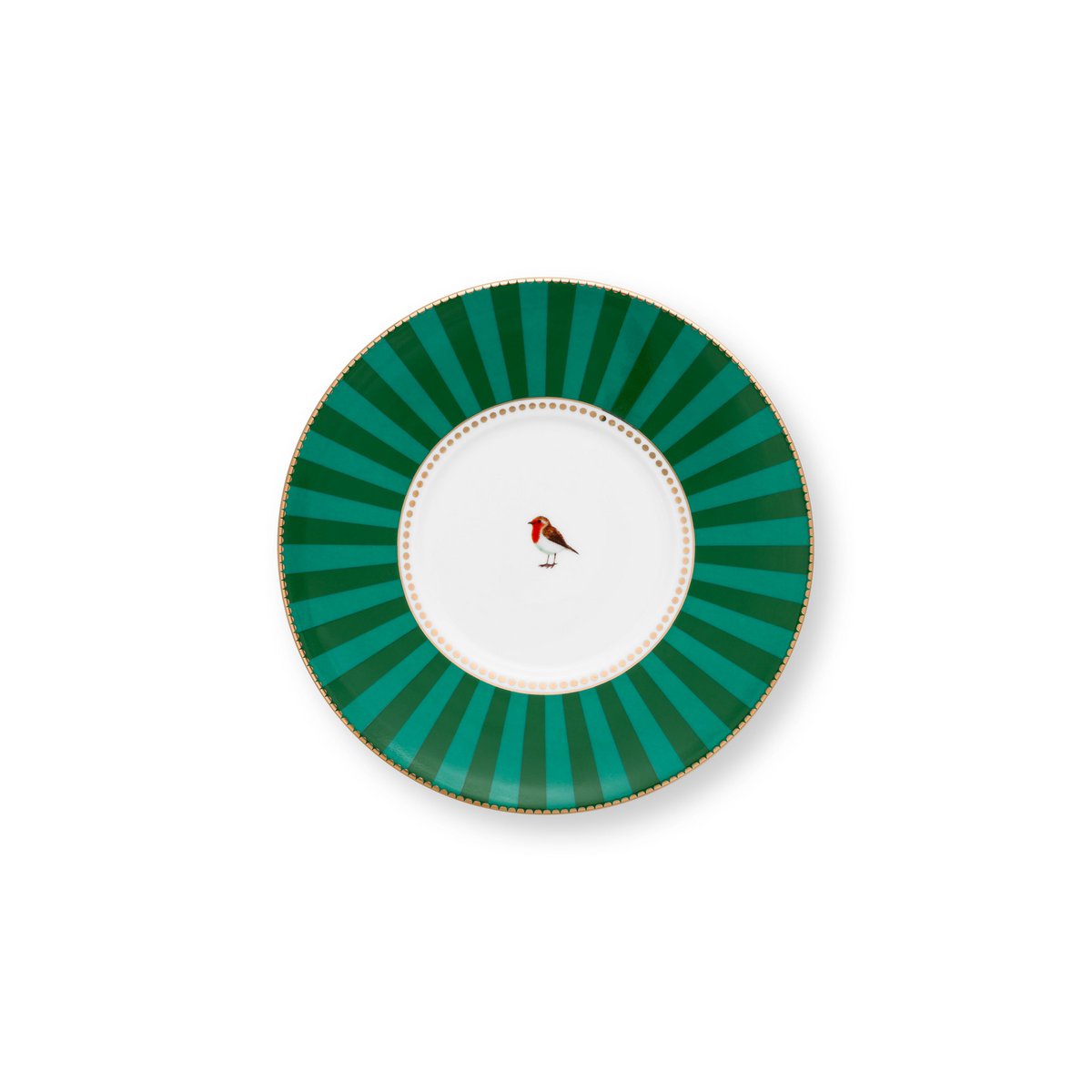Set/2 Cups & Saucers Love Birds Medallion Emerald-Green