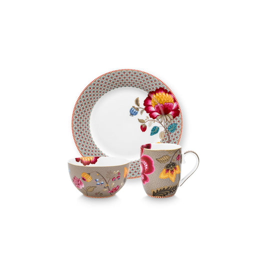 Pip Studio Frühstücksset Blooming Tales Fantasy Khaki