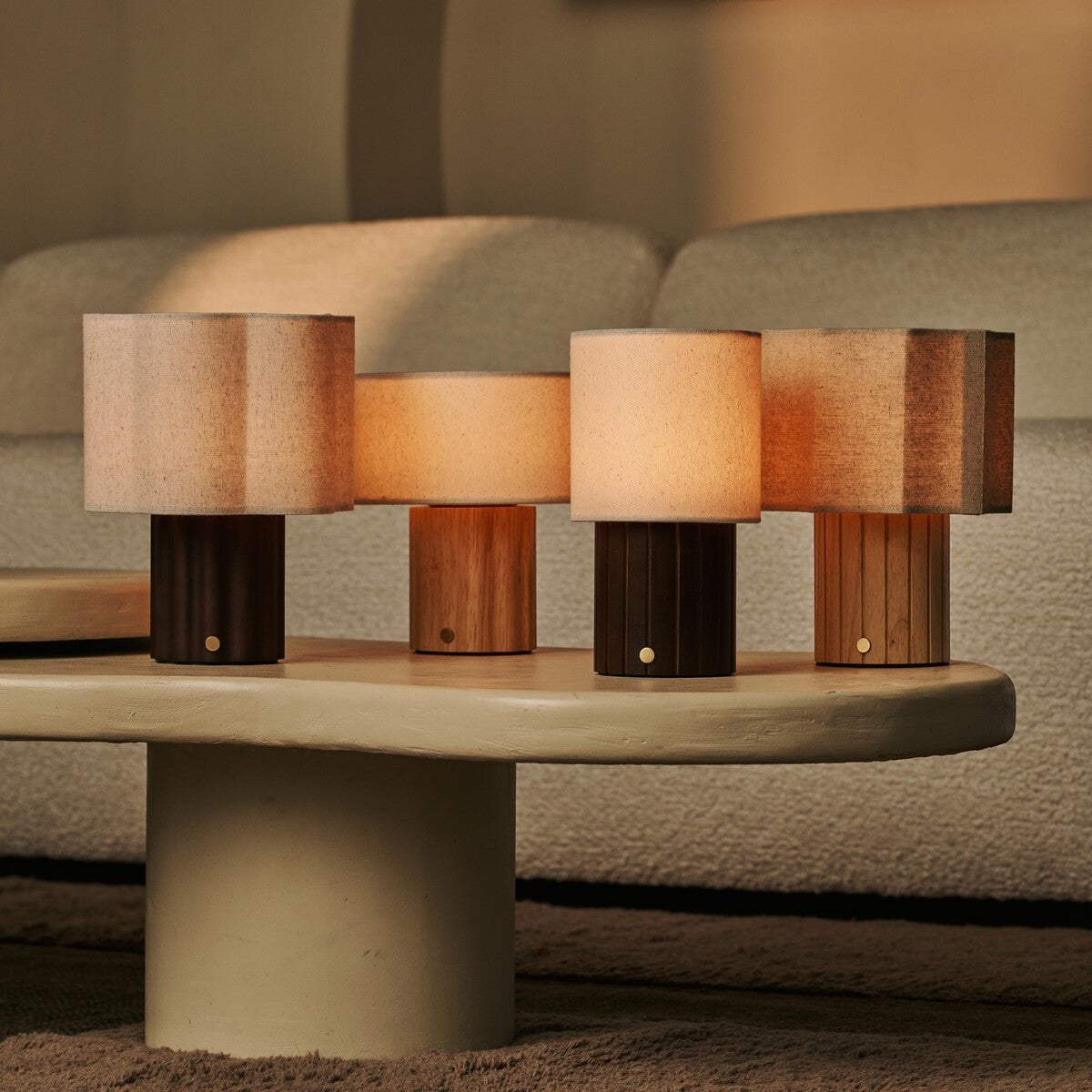 Channa Light Brown Rechargeable Table Lamp | Linen Blend, Stylish & Functional