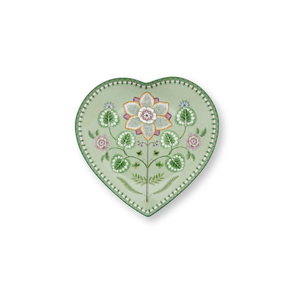 Pip Studio Teller Heart Shape Plates Lily&Lotus Light Green 21.5cm