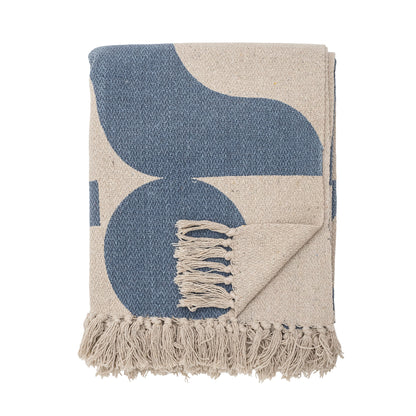 Bloomingville Agno Decke, Blue, Recycelte Baumwolle