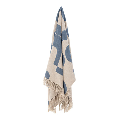 Bloomingville Agno Decke, Blue, Recycelte Baumwolle