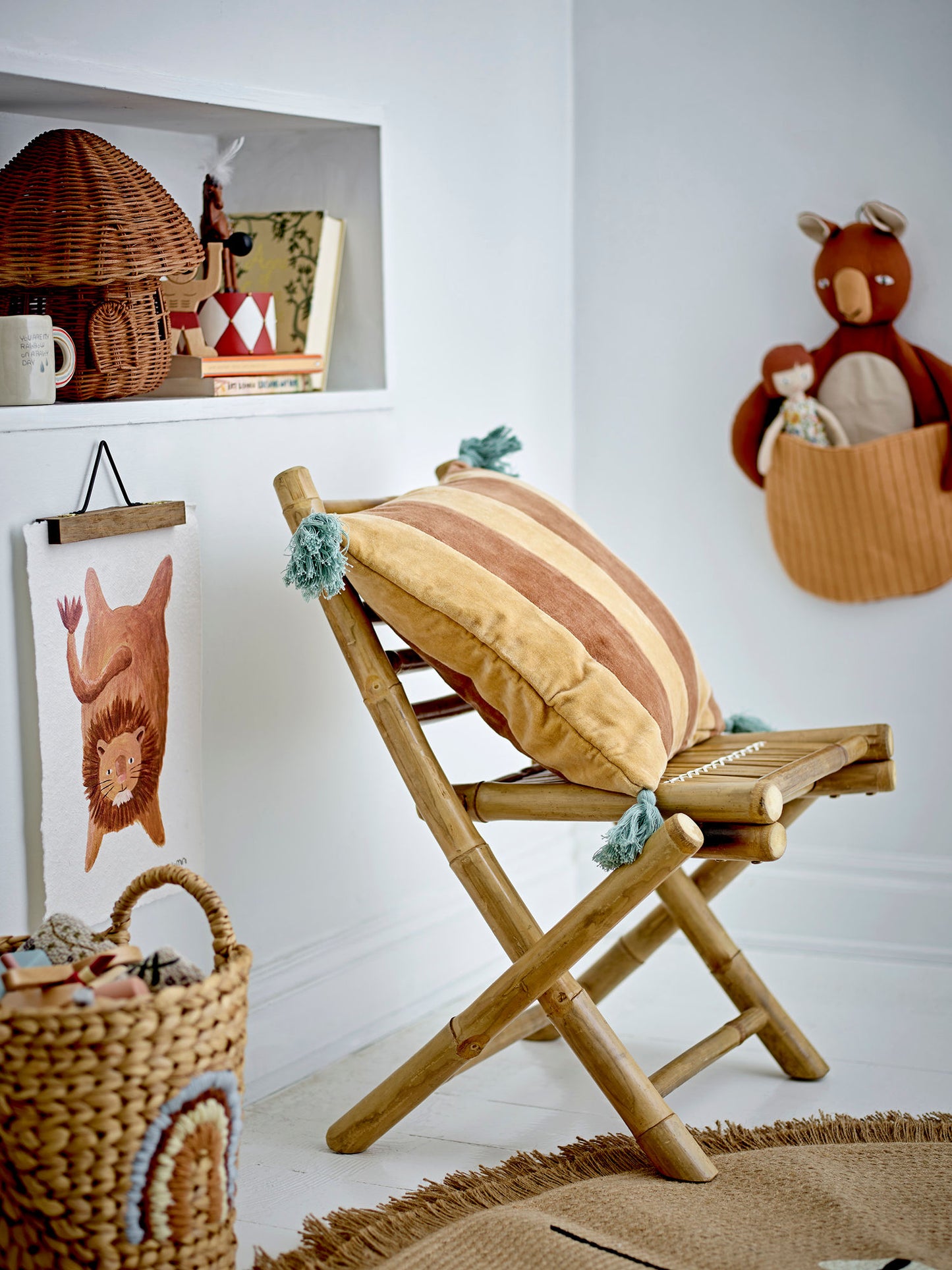 Bloomingville MINI Toto Wandkorb, Braun, Leinen