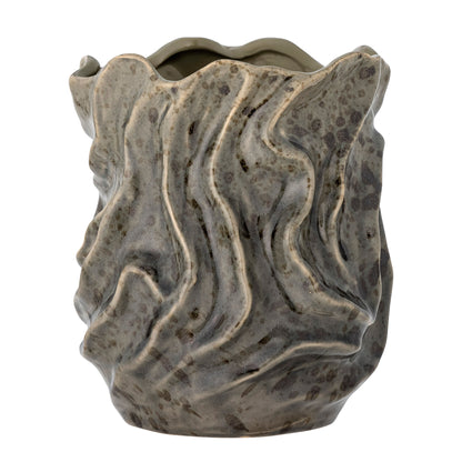 Bloomingville Soumia Deko-Vase, Grau, Steingut