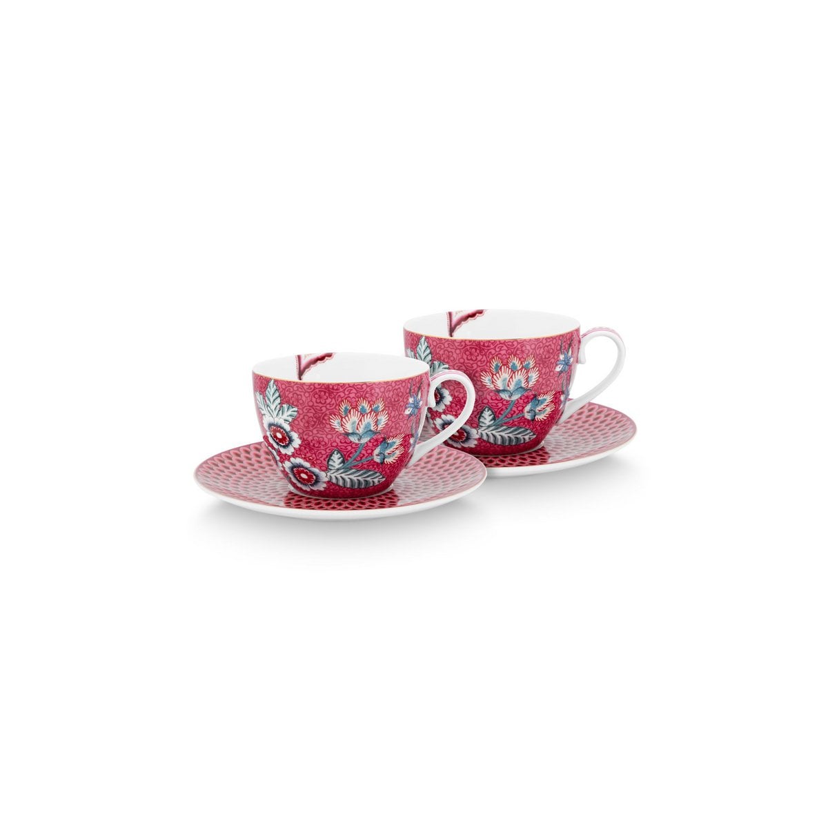 Pip Studio Teetassen und Untertassen Dark Pink 280ml
