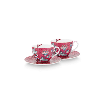 Pip Studio Teetassen und Untertassen Dark Pink 280ml