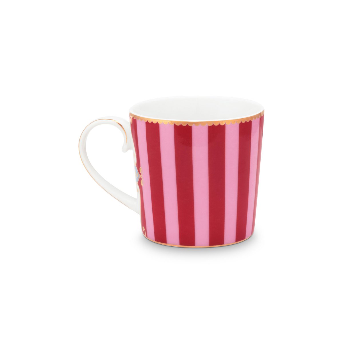 PIP Studio 2er Set Tassen Small Love Birds Medallion Stripes Red-Pink