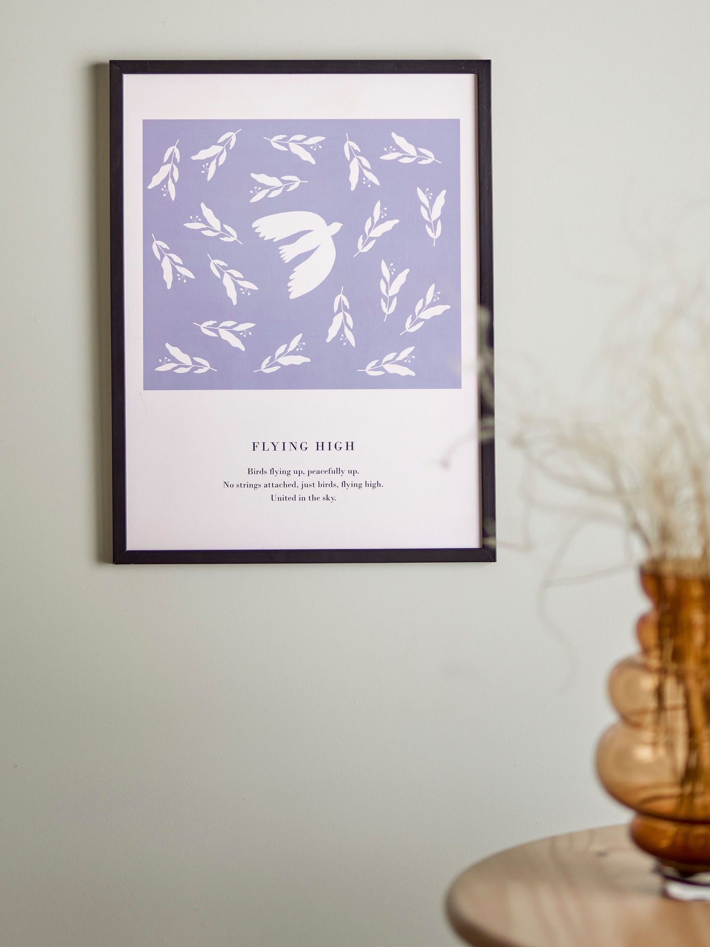 Bloomingville Flye Illustration mit Rahmen, Blau, Kiefer