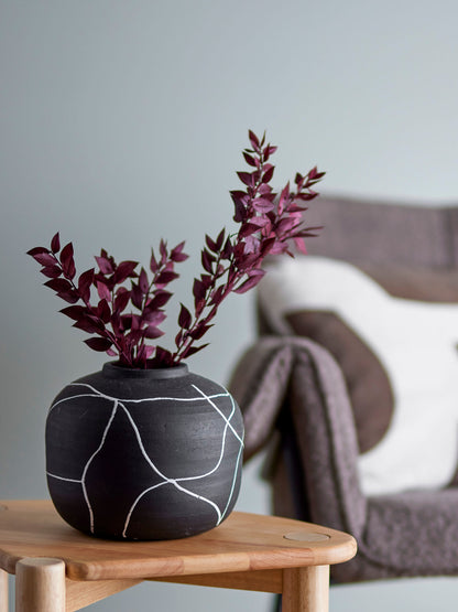 Bloomingville Niza Deko-Vase, Schwarz, Terrakotta