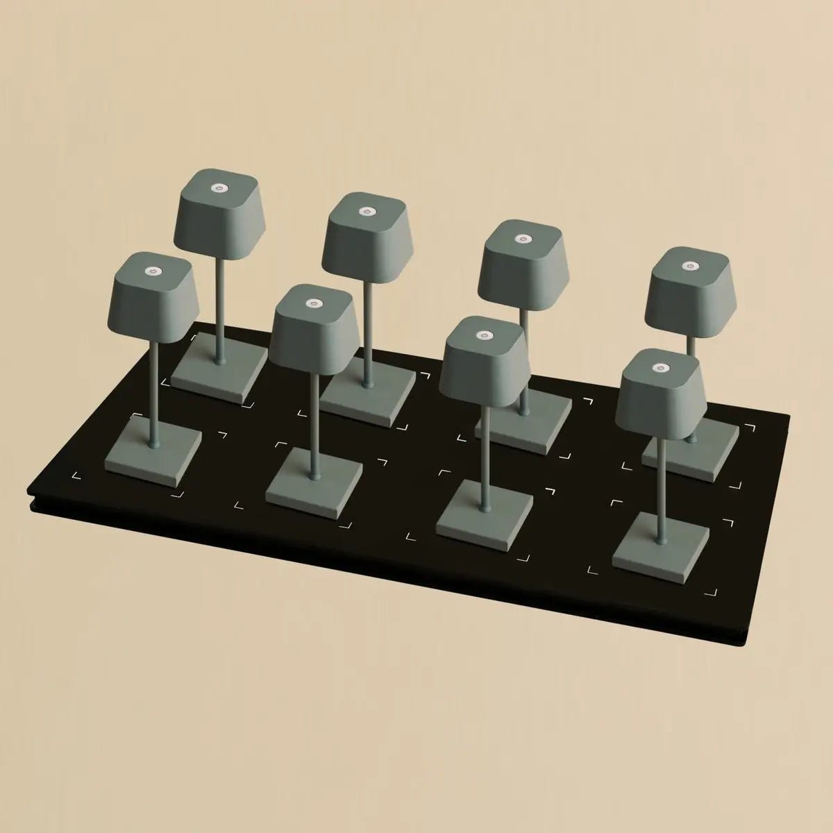 Kombi-Set Profi | 8 x Sarphati Mini Mouse Grey wiederaufladbare Tischlampe mit Ladestation