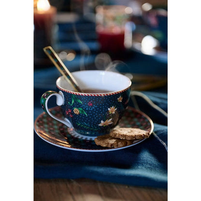 Pip Studio Teetassen und Untertassen Berry Blues 280ml
