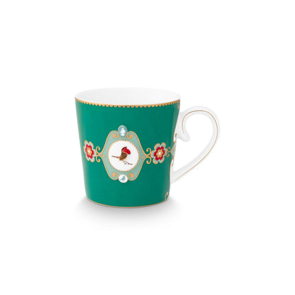 2er Set Tassen Large Love Birds Medallion Emerald