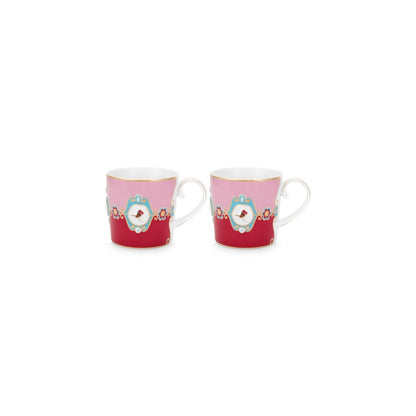 2er Set Tasse Small Love Birds Medallion Red-Pink