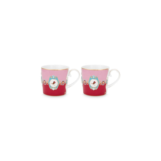 2er Set Tasse Small Love Birds Medallion Red-Pink