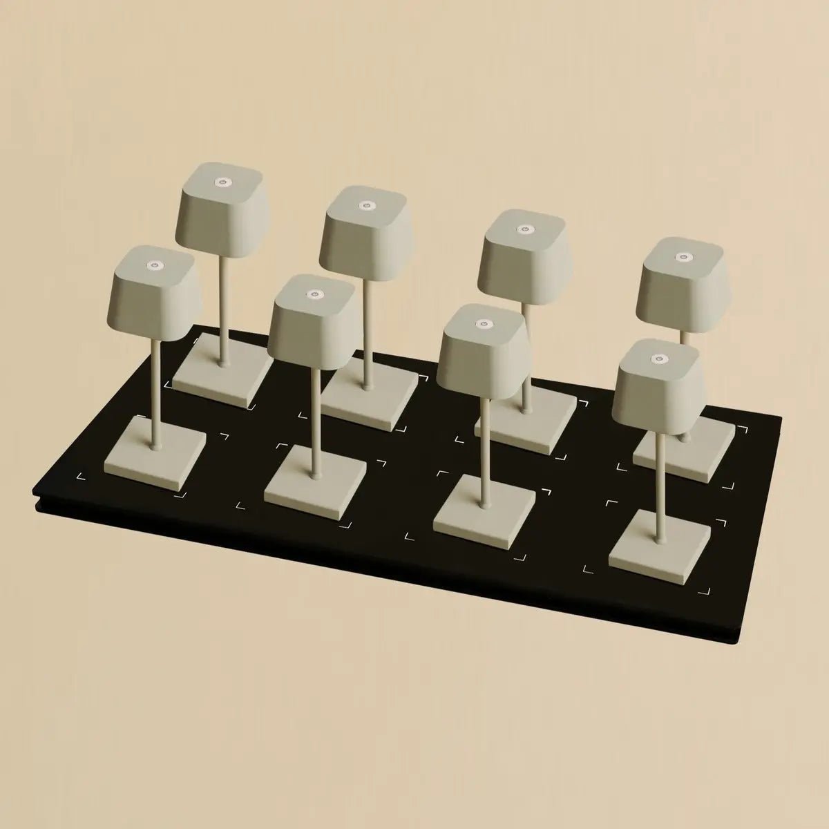 Kombi-Set Profi | 8 x Sarphati Mini Shadow Grey wiederaufladbare Tischlampen mit Ladestation