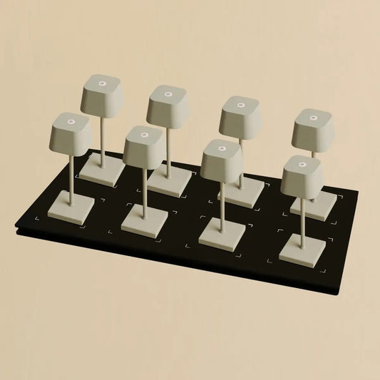 Kombi-Set Profi | 8 x Sarphati Mini Shadow Grey wiederaufladbare Tischlampen mit Ladestation