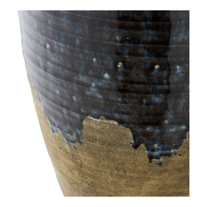 Vase aus Keramik, dunkelblau