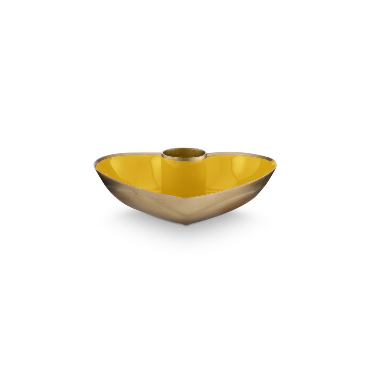 Set/2 Candle Holders Metal Heart Yellow 10x3cm