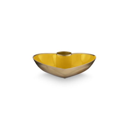 Set/2 Candle Holders Metal Heart Yellow 10x3cm