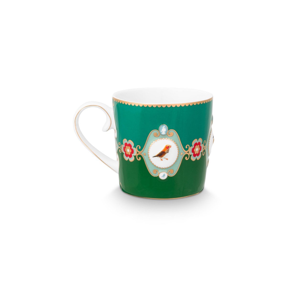 2er Set Tassen Large Love Birds Medallion Emerald-Green