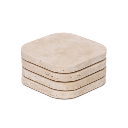 Travertin-Untersetzer 4er Set beige