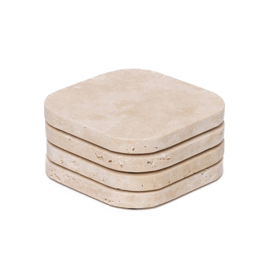 Travertin-Untersetzer 4er Set beige