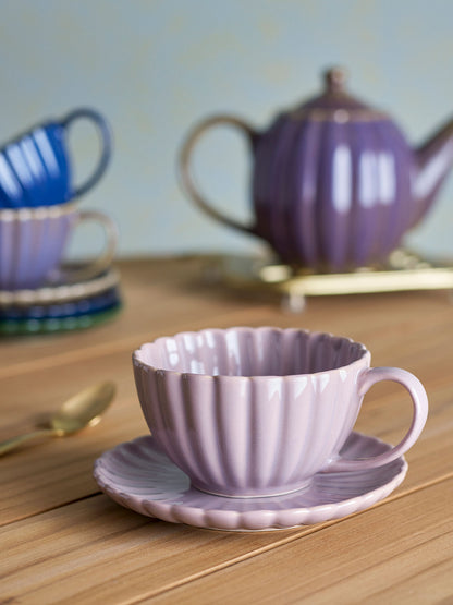 Bloomingville Latina Tasse mit Untertasse, Rose, Steingut