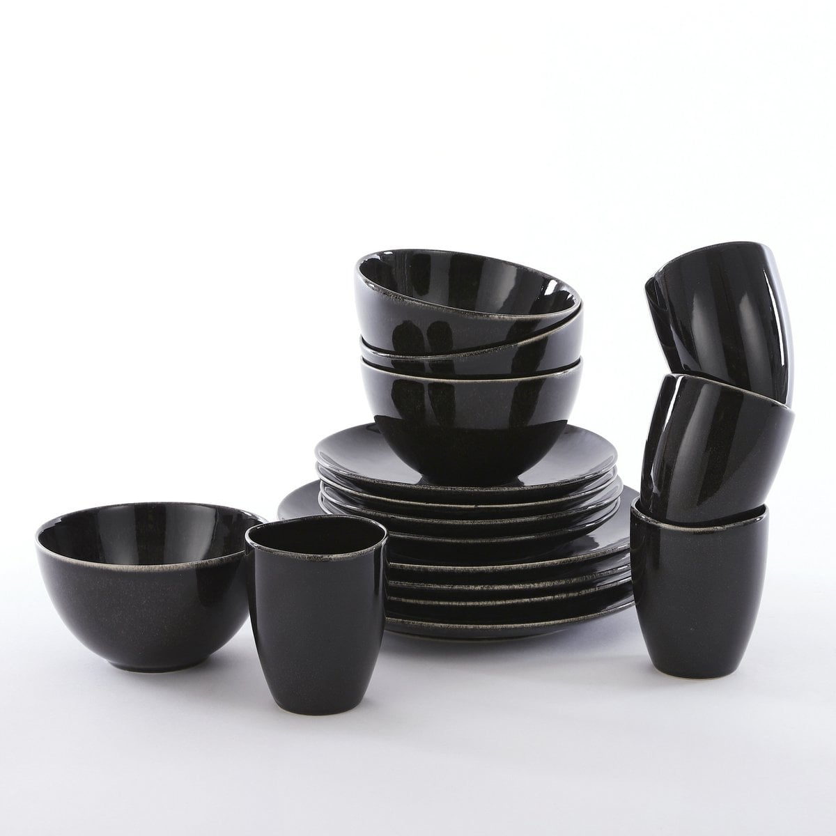 Geschirrset Tabo Schwarz (16-teilig)