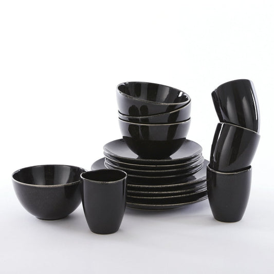 Geschirrset Tabo Schwarz (16-teilig)