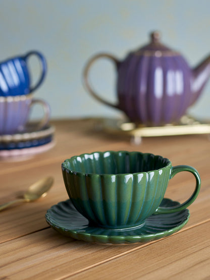 Bloomingville Latina Tasse mit Untertasse, Grün, Steingut