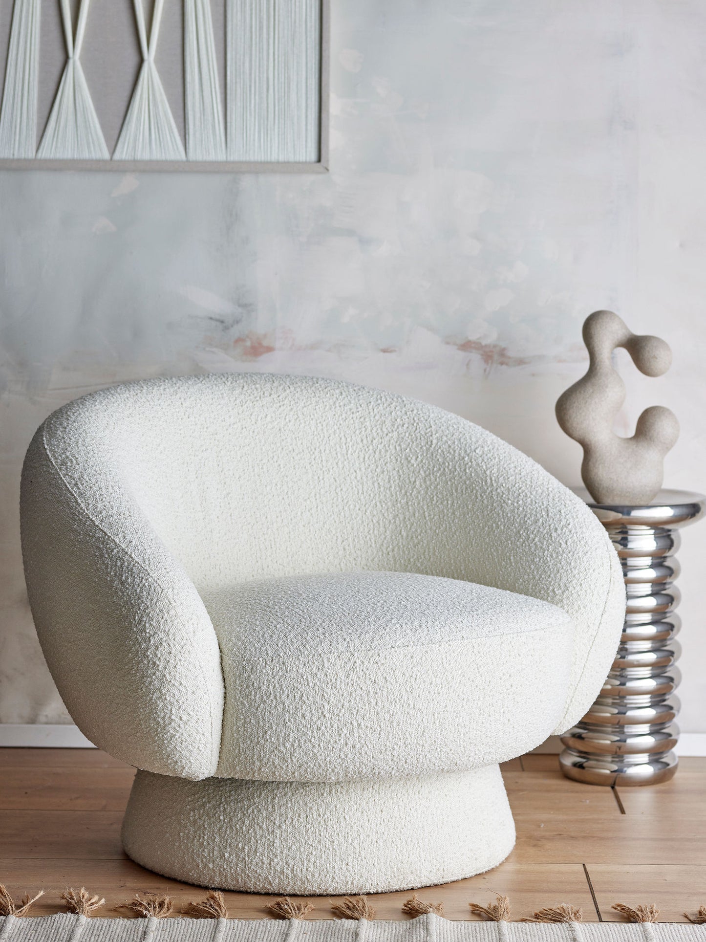 Bloomingville Ted Loungesessel, Weiß, Polyester