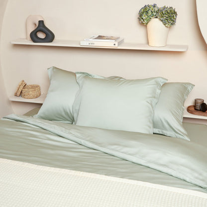 TENCEL™ – Satin-Kissenbezug, Graugrün