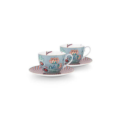 Set/2 Tassen & Untertassen Flower Festival Light Blue 280ml