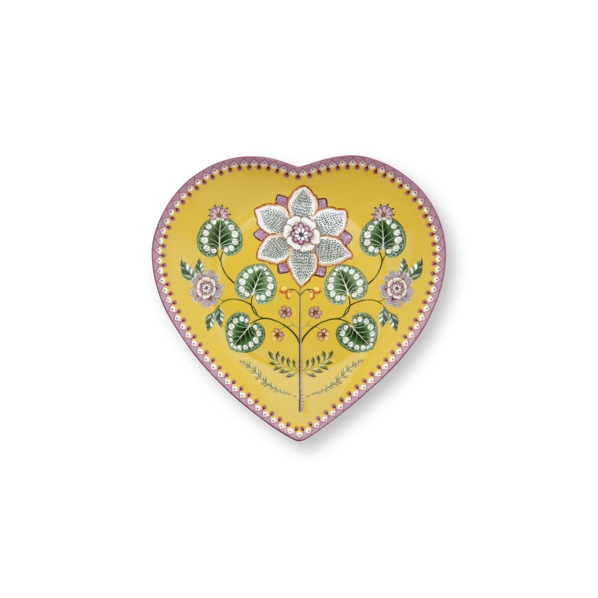 Set/2 Heart Shape Plates Lily&Lotus Yellow 21.5cm